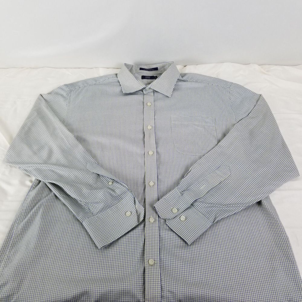 Lincs David Chu Shirt Mens XXL Yellow Blue Long Sleeve Pocket Collared Button Up